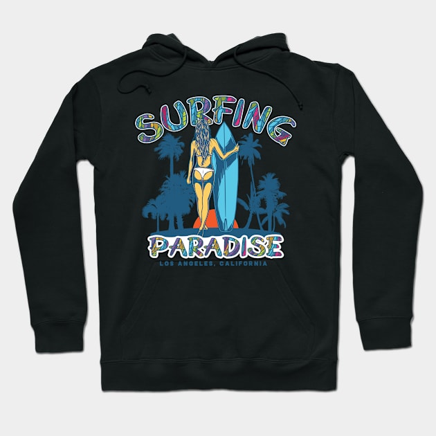 Surfing Paradise Los Angeles California Gift Tshirt Hoodie by gdimido